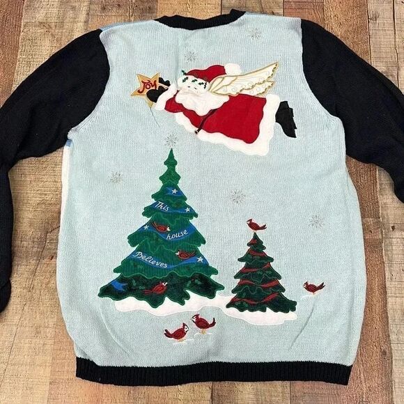 Vintage The Quacker Factory Women's Christmas Button Up Cardigan Sweater Sz Larg - Picture 9 of 12